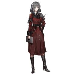 Rule 34 | 1girl, ahoge, armband, belt, black armband, black belt, black footwear, black necktie, boots, bow, brown eyes, brown pantyhose, buttons, closed mouth, coat, collared shirt, double-breasted, full body, girls&#039; frontline, grey hair, griffin &amp; kryuger, griffin &amp; kryuger military uniform, hair between eyes, hair bow, hair ornament, hair over shoulder, hair scrunchie, hand on own hip, helianthus (girls&#039; frontline), high heel boots, high heels, holding, holding tablet pc, infukun, looking at viewer, military, military uniform, monocle, necktie, non-web source, nose, official art, pantyhose, ponytail, red coat, scrunchie, shirt, solo, standing, tablet pc, transparent background, uniform, white scrunchie, white shirt