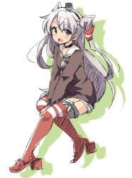 Rule 34 | 00tea, 10s, 1girl, amatsukaze (kancolle), blush, kantai collection, long hair, open mouth, simple background, sketch, solo, thighhighs, very long hair, white background