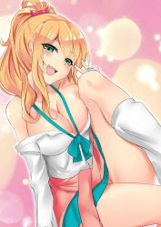 Rule 34 | 10s, 1girl, arm at side, bare shoulders, blonde hair, bow, bowtie, breast press, breasts, cat hair ornament, cleavage, collarbone, eyelashes, fang, green bow, green bowtie, green eyes, green skirt, gyaru, hair ornament, hajimete no gal, hand on own knee, hand up, jewelry, knee to chest, knee up, kogal, large breasts, looking at viewer, loose socks, no bra, off shoulder, pink lips, pleated skirt, ponytail, school uniform, shirt, sidelocks, sin (kami148), sitting, skirt, smile, socks, solo, teeth, thighs, unbuttoned, unbuttoned shirt, upper teeth only, v, white shirt, white socks, yame yukana