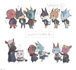 Rule 34 | 6+boys, 6+girls, :3, :d, ?, animal crossing, animal ear piercing, aqua bow, aqua bowtie, aqua eyes, aqua neckerchief, arrow (symbol), artist name, bag, beau (animal crossing), black bag, black bow, black bowtie, black eyes, black jacket, black sailor collar, black serafuku, black shirt, black skirt, blazer, blonde hair, blue eyes, blue necktie, blush, blush stickers, bow, bowtie, briefcase, bright pupils, brown horns, brown sweater vest, bruce (animal crossing), buttons, cat boy, cat girl, cheek poking, cherry (animal crossing), closed mouth, commentary request, cyd (animal crossing), deer boy, deer girl, dog girl, ear piercing, elephant boy, expressionless, eyelashes, flurry (animal crossing), food, fox boy, fox girl, fuchsia (animal crossing), furry, furry female, furry male, goat boy, hamster girl, hand in pocket, hand on another&#039;s head, hand up, hands in pockets, hands on own hips, highres, holding, holding another&#039;s wrist, holding bag, holding food, horns, horse girl, hot dog, jacket, kaji (oni atat), lapels, lolly (animal crossing), long sleeves, looking at another, looking back, multiple boys, multiple girls, neckerchief, necktie, nintendo, notice lines, one eye closed, open clothes, open jacket, open mouth, orange necktie, piercing, pink hair, pleated skirt, poking, punchy (animal crossing), purple necktie, purple shirt, red bow, red bowtie, red neckerchief, red shirt, reneigh (animal crossing), sailor collar, school briefcase, school uniform, serafuku, shared thought bubble, sherb (animal crossing), shirt, simple background, skirt, skye (animal crossing), smile, sparkle, sweatdrop, sweater vest, thought bubble, translation request, twitter username, v-shaped eyebrows, white background, white pupils, white shirt, wide-eyed, wolfgang (animal crossing), yellow eyes, yellow neckerchief