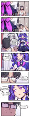 Rule 34 | absurdres, adjusting eyewear, bedroom, chinese text, colored eyelashes, comic, empty eyes, glasses, hair ornament, highres, holding, holding scythe, impossible clothes, jing mian tu, long image, magical girl, nintendo switch, original, scythe, shirt, skull hair ornament, sleeveless, sleeveless shirt, tall image, translated