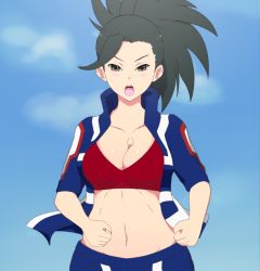Rule 34 | 10s, 1girl, animated, animated gif, black eyes, black hair, blue jacket, blue pants, blue sky, blue suit, boku no hero academia, bouncing, bouncing breasts, bra, breasts, breathing, cleavage, clenched hands, cloud, collarbone, cowboy shot, day, easymc2, exercising, female focus, formal, high collar, jacket, large breasts, long hair, looking at viewer, looping animation, matching hair/eyes, midriff, navel, open clothes, open jacket, outdoors, pants, ponytail, red bra, red trim, running, short hair, short sleeves, sky, solo, sports bra, sportswear, staring, starpeace, striped, suit, toned, toned female, track jacket, track pants, track suit, track uniform, ugoira, underwear, white stripes, yaoyorozu momo