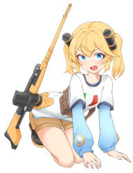 Rule 34 | 1girl, absurdres, blouse, daebom, gun, highres, italian flag, l3/33 (daebom), military, military vehicle, motor vehicle, original, personification, shirt, simple background, solo, tagme, tank, weapon, white background, white shirt