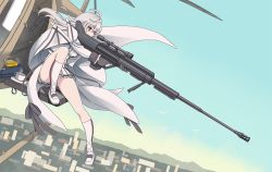 Rule 34 | 1girl, aircraft, anti-materiel rifle, bolt action, bullpup, girls&#039; frontline, gun, helicopter, iws 2000 (girls&#039; frontline), needlegun, prototype design, rifle, sky, sniper rifle, solo, steyr iws 2000, weapon