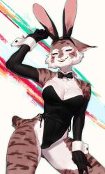 Rule 34 | 1girl, animal ears, animal nose, bare shoulders, black bow, black bowtie, black gloves, black leotard, blue eyes, bow, bowtie, breasts, brown fur, cat girl, chest tuft, cleavage cutout, clothing cutout, commentary, contrapposto, detached collar, elbow gloves, english commentary, fake animal ears, furry, furry female, gloves, highleg, highleg leotard, highres, large breasts, leotard, looking at viewer, lynx ears, lynx girl, lynx tail, maizken, multicolored fur, original, paid reward available, playboy bunny, rabbit ears, side-tie leotard, snout, solo, strapless, strapless leotard, tail, teeth, thick thighs, thighs, traditional bowtie, upper teeth only, white fur, wrist cuffs, zeha