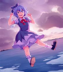 Rule 34 | + +, 1girl, artist name, bloomers, blue dress, blue eyes, blue hair, bow, cirno, dress, floating, full body, hair bow, ice, ice wings, mary janes, matching hair/eyes, ocean, open mouth, puffy short sleeves, puffy sleeves, round teeth, shoes, short sleeves, signature, smile, solo, suikka, teeth, touhou, underwear, wings