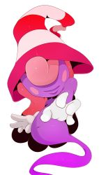 Rule 34 | 1boy, androgynous, blush, ghost tail, gloves, hat, hidden eyes, male focus, mario (series), navel, nintendo, paper mario, pink hair, smile, solo, striped, super mario bros. 1, the boogie, trap, vivian (paper mario), witch hat