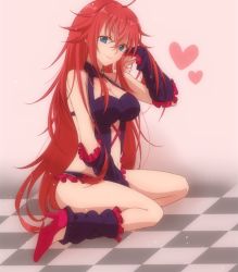 Rule 34 | 10s, 1girl, blue eyes, breasts, female focus, high school dxd, large breasts, leg warmers, long hair, natalaria, red hair, rias gremory