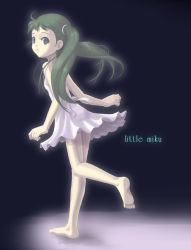 Rule 34 | barefoot, child, dress, feet, harak, hatsune miku, looking back, soles, solo, toes, vocaloid, aged down