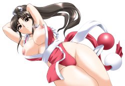 Rule 34 | 1girl, breasts, brown eyes, brown hair, cleavage, covered erect nipples, fatal fury, japanese clothes, large breasts, long hair, ninja, nipples, panties, pelvic curtain, ponytail, revealing clothes, shiranui mai, snk, solo, the king of fighters, thighs, toushi ryoku, underwear