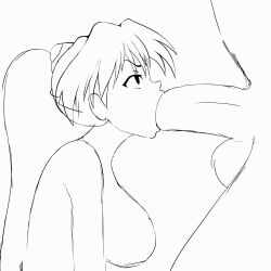 1boy 1girl animated animated_gif bouncing_breasts breasts deepthroat fellatio hands_on_another&#039;s_head highres huge_penis large_breasts large_penis long_hair looking_up neon_genesis_evangelion oral penis sketch souryuu_asuka_langley testicles throat_bulge zonen404