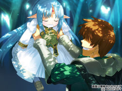 Rule 34 | age difference, blue hair, child, elf, father and daughter, game cg, kalar (race), pointy ears, rance, rance (series), rance quest, reset kalar