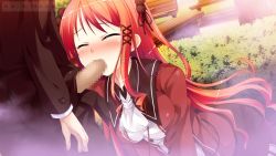 Rule 34 | 1boy, 1girl, blush, breasts, censored, closed eyes, fellatio, game cg, hetero, hinomiya ayari, ko~cha, long hair, oral, penis, red hair, witch&#039;s garden