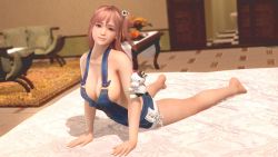 Rule 34 | 1girl, 3d, breasts, dead or alive, honoka (doa), large breasts, official art, overalls, pink hair, solo, tecmo