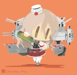 Rule 34 | 1girl, alcohol, boots, bottle, bow, bowtie, brown eyes, chameleon man (three), commentary request, corset, cup, drinking glass, flower, grey hair, hat, hat flower, kantai collection, machinery, mini hat, miniskirt, no lineart, orange background, pola (kancolle), rudder footwear, shirt, signature, skirt, solo, thighhighs, turret, wavy hair, white shirt, white thighhighs, wine, wine bottle, wine glass, | |