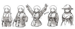 Rule 34 | 1girl, armor, belt, gambeson, ironlily, kettle helm, long hair, medieval, monochrome, ordo mediare sisters (ironlily), twin braids sister (ironlily), white background