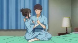 Rule 34 | animated, anime screenshot, audible speech, blush, breasts, english audio, holding hands, nande koko ni sensei ga!?, nipples, own hands clasped, robe, sound, tagme, video