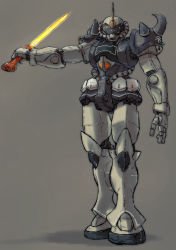 Rule 34 | energy sword, gouf, gundam, holding, holding sword, holding weapon, looking at viewer, mecha, mobile suit, mobile suit gundam, no humans, open hand, redesign, robot, science fiction, solo, spikes, standing, sword, weapon, yamada yuuji, zeon