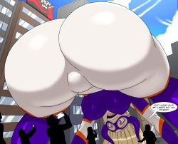 Rule 34 | 1girl, aeolus, ass, ass focus, blonde hair, bodysuit, boku no hero academia, breasts, building, cameltoe, cellphone, city, cityscape, cloud, domino mask, fake horns, giant, giantess, highres, horns, huge ass, large breasts, long hair, mask, mount lady, open mouth, outdoors, phone, purple eyes, skin tight, smartphone, smile, squatting, superhero costume, taking picture, thigh gap, view between legs