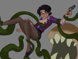 Rule 34 | 1girl, black hair, clothes lift, embarrassed, glasses, miss pauling, skirt, skirt lift, team fortress 2