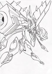 Rule 34 | armor, cannon, claws, digimon, full armor, glowing, glowing weapon, magnagarurumon, mecha, monochrome, monster, no humans, robot, sketch, weapon