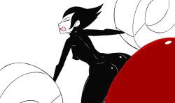 Rule 34 | 1girl, anal, animated, animated gif, anythinggoes, ashi (samurai jack), ass, black bodysuit, black hair, bodysuit, bouncing breasts, bound, bound wrists, breasts, clenched teeth, closed eyes, clothed sex, covered erect nipples, jiggle, large insertion, mechanical arms, monochrome, penis, rape, samurai jack, sex, single mechanical arm, small breasts, solo, solo focus, spot color, teeth, uncensored