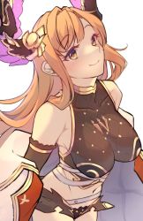 Rule 34 | 1girl, bare shoulders, blush, breasts, closed mouth, coat, collarbone, detached sleeves, granblue fantasy, hair ornament, impossible clothes, kona (soyakimi), long hair, looking at viewer, medium breasts, micro shorts, navel, off shoulder, orange hair, parted bangs, shirt, shorts, sidelocks, simple background, sleeveless, sleeveless shirt, smile, solo, turtleneck, tweyen (granblue fantasy), white background, white coat, yellow eyes