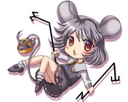Rule 34 | 1girl, :&lt;, animal ears, bad id, bad pixiv id, chibi, female focus, green eyes, motatei, mouse (animal), mouse ears, mouse tail, nazrin, red eyes, solo, tail, touhou