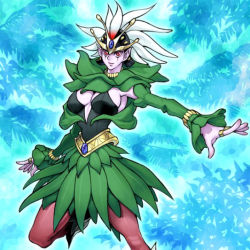 Rule 34 | 1girl, armpits, bracelet, breasts, cleavage, colored skin, duel monster, elemental hero poison rose, jewelry, necklace, no bra, purple skin, red eyes, red legwear, ring, solo, yu-gi-oh!