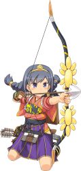 Rule 34 | 1girl, aiming, arrow (projectile), artist request, blue eyes, blue hair, bow (weapon), braid, drawing bow, earrings, full body, gloves, hair ornament, holding, holding arrow, holding bow (weapon), holding weapon, jewelry, kneeling, obi (oshiro project), official art, oshiro project:re, oshiro project:re, partially fingerless gloves, partly fingerless gloves, pleated skirt, quiver, short sleeves, skirt, solo, transparent background, twintails, weapon, yugake