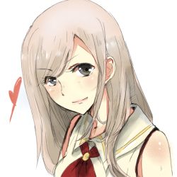 Rule 34 | 10s, 1girl, alisa ilinichina amiella, bare shoulders, blue eyes, blush, breasts, god eater, god eater 2: rage burst, heart, long hair, looking at viewer, simple background, smile, solo, white background, white hair
