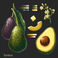 artist_name avocado bamboobeboo color_guide food food_focus fruit grey_background no_humans original pixel_art plant still_life