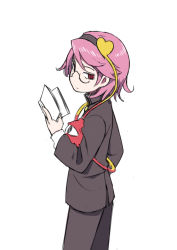 Rule 34 | alternate costume, d@i, eyeball, glasses, komeiji satori, pink hair, simple background, solo, touhou, white background