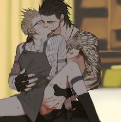 Rule 34 | 10s, 2boys, anal, apron, artist request, closed eyes, erection, final fantasy, final fantasy xv, gladiolus amicitia, ignis scientia, kiss, male focus, male penetrated, multiple boys, penis, sex, yaoi