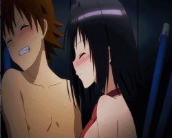 Rule 34 | 10s, 1boy, 1girl, animated, animated gif, bouncing breasts, breasts, kirisaki kyouko, kirisaki kyouko (toloveru), nipples, open mouth, sexually suggestive, to love-ru, to love-ru darkness, yuuki rito