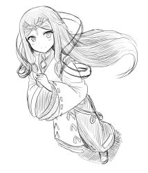 Rule 34 | 1girl, blush, fan la norne, greyscale, hair ornament, hair ribbon, japanese clothes, kayama kenji, long hair, looking at viewer, miko, monochrome, nintendo, ribbon, simple background, smile, solo, xenoblade chronicles (series), xenoblade chronicles 2, xenoblade chronicles (series), xenoblade chronicles 2, xenoblade chronicles 2: torna - the golden country