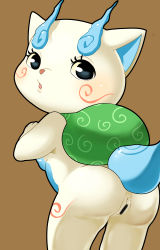 Rule 34 | 10s, 1girl, absurdres, artist request, ass, black eyes, censored, female focus, furry, furry female, highres, komasan, open mouth, pussy, simple background, solo, youkai watch