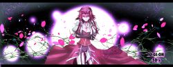 Rule 34 | 1girl, a-chi, bad id, bad pixiv id, closed mouth, copyright name, corset, crossed arms, dress, elbow gloves, fingerless gloves, flower, glaring, gloves, hair ornament, highres, izayoi aki, jewelry, letterboxed, long hair, looking at viewer, necklace, red hair, rose, shaded face, yu-gi-oh!, yu-gi-oh! 5d&#039;s