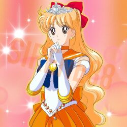Rule 34 | 1girl, aino minako, bishoujo senshi sailor moon, blonde hair, blue eyes, earrings, gloves, jewelry, long hair, sailor venus, sirene88, tiara, very long hair