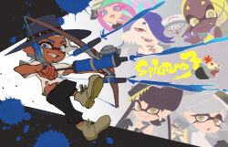 Rule 34 | 1boy, 2022, 6+girls, :3, :d, :o, agent 3 (splatoon 3), aqua eyes, asymmetrical hair, baseball cap, big man (splatoon), black gloves, black hair, black pants, black shirt, blonde hair, blue hair, blue headwear, bow-shaped hair, bow (weapon), callie (splatoon), cephalopod eyes, closed mouth, clownfish, colored eyelashes, colored skin, copyright name, cousins, cross-shaped pupils, d:, dark-skinned female, dark skin, dated, drawing bow, drooling, earrings, eyebrow cut, eyeliner, fang, fang out, fish, frye (splatoon), gloves, grey eyes, grey hair, grin, groin, hair over one eye, harmony&#039;s clownfish (splatoon), harmony (splatoon), hat, holding, holding bow (weapon), holding weapon, horizontal pupils, inkling, inkling girl, inkling player character, jewelry, leg up, makeup, manta ray, marie (splatoon), mole, mole under eye, multi-tied hair, multicolored hair, multicolored skin, multiple earrings, multiple girls, neck ring, nintendo, no nose, octoling, open mouth, paint splatter, pants, peaked cap, pink hair, pink pupils, pointy ears, purple hair, purple pupils, purple skin, red eyeliner, red skin, salmonid, shirt, shiver (splatoon), short eyebrows, short hair, short sleeves, sideways hat, smallfry (splatoon), smile, splatoon (series), splatoon 3, striped clothes, striped headwear, suction cups, sweatpants, symbol-shaped pupils, tentacle hair, tooth earrings, torn clothes, torn shirt, tri-stringer (splatoon), tropical fish, two-tone hair, two-tone skin, ukata, weapon, yellow eyes