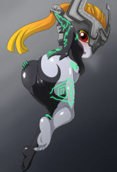 Rule 34 | 1girl, abutomato, anus, ass, ass grab, blush, cleft of venus, feet, highres, huge ass, looking at viewer, looking back, midna, nintendo, open mouth, pussy, shiny skin, solo, the legend of zelda, the legend of zelda: twilight princess, uncensored, wide hips