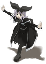 Rule 34 | 1girl, coopa, druaga no tou, gothic lolita, hair ribbon, happy, lolita fashion, outstretched arms, ribbon, running, silver hair, solo, spread arms, you2