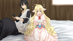 Rule 34 | 1boy, 1girl, aru gunsou, bad id, bad pixiv id, black hair, capelet, dress, fairy tail, flying sweatdrops, game console, green eyes, handheld game console, head wings, long hair, mavis vermilion, open mouth, smile, very long hair, white dress, wings, zeref