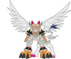 Rule 34 | armor, cat, cat tail, chest plate, claws, digimon, digimon (creature), gloves, mask, nefertimon, nefertimon x-antibody, shoulder armor, tail, thigh wings, wings