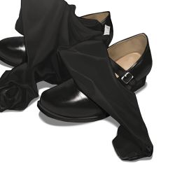 Rule 34 | black footwear, black legwear, close-up, commentary request, no humans, original, pantyhose, unworn pantyhose, realistic, shoes, unworn shoes, simple background, still life, white background, yomu (sgt epper)