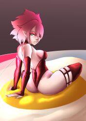 Rule 34 | absurdres, ass, bodysuit, breasts, fae, fairy, fantasy, food, green eyes, highres, pink hair, pixie cut, sideboob, small, thighhighs, thighs, tiny, wings