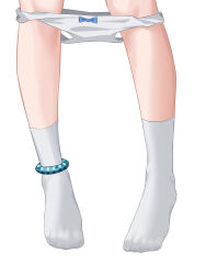 1girl absurdres anklet blue_bow bow bow_panties close-up feet feet_only foot_focus highres jewelry legs nail_polish nanase_young no_shoes original panties panty_pull simple_background socks solo toes underwear variant_set white_background white_panties white_socks