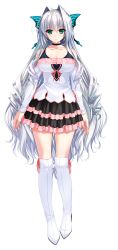Rule 34 | 1girl, amasaka takashi, aqua eyes, breasts, collar, full body, hair ornament, highres, large breasts, silver hair, solo, standing, thighhighs, tiana havel netherlands, transparent background, unionism quartet, zettai ryouiki