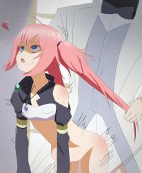Rule 34 | 1boy, 1girl, age difference, ahoge, blue eyes, bottomless, clayman (tensei shitara slime datta ken), clothed sex, doggystyle, empty eyes, grabbing another&#039;s hair, highres, milim nava, mind control, motion lines, pink hair, rape, rolling eyes, sex, sex from behind, stomach, stomach bulge, tensei shitara slime datta ken, twintails