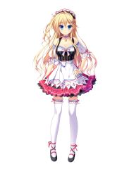 Rule 34 | 1girl, ameto yuki, ankle ribbon, blonde hair, blue eyes, blush, bow, collar, dress, female focus, frilled skirt, frills, full body, hair bow, hair ornament, hair ribbon, hairpin, highres, hooksoft, konno arisa, lace, lace trim, leg ribbon, long hair, looking at viewer, mary janes, official art, one side up, pure x connect, ribbon, shiny skin, shoes, skirt, smee, solo, standing, straight hair, thighhighs, transparent background, very long hair, waitress, waitress uniform, white thighhighs, zettai ryouiki